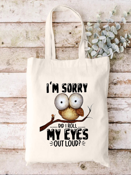 

I'm Sorry Eyes Animal Graphic Casual Shopping Tote Bag, White, Bags