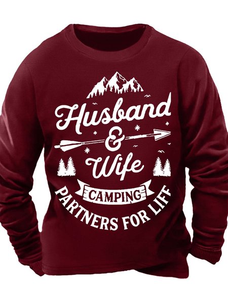 

Men’s Husband And Wife Camping Partners For Life Casual Regular Fit Text Letters Sweatshirt, Red, Hoodies&Sweatshirts