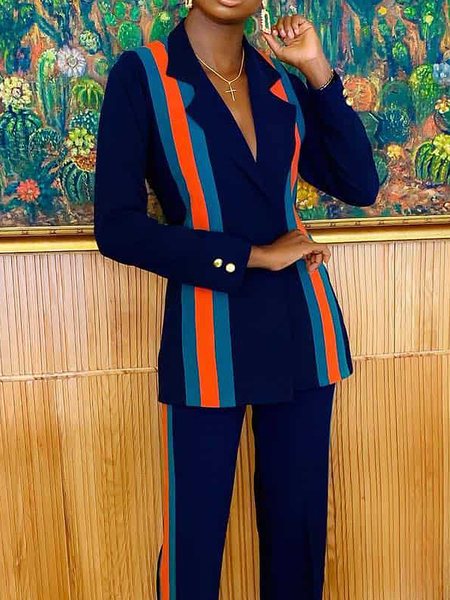 

Urban Regular Fit Lapel Collar Color Long sleeve Block Blazer, Navyblue, Blazers