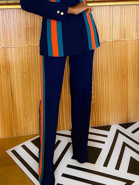 

Regular Fit Urban Color Block Fashion Long Pants, Navyblue, Pants