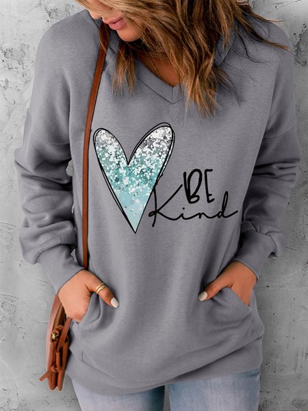 

Casual Heart/Cordate Sweatshirt, Gray, Sweatshirts & Hoodies