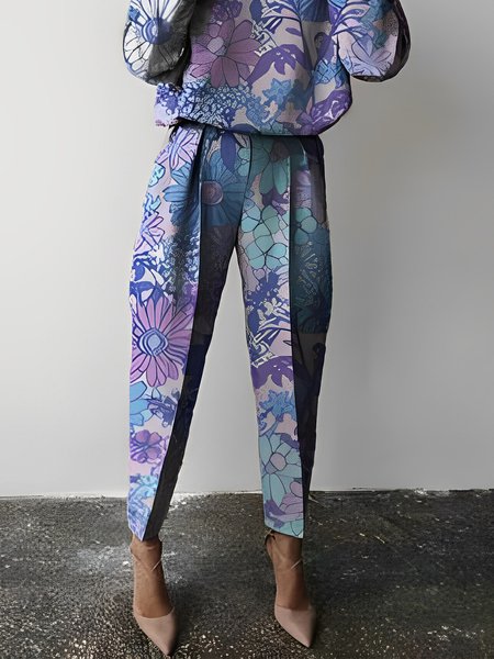 

Floral Regular Fit Casual Fashion Pants, Multicolor, Pants