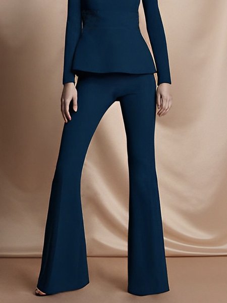 Plain Urban Regular Fit Fashion Pants, Blue, Pants