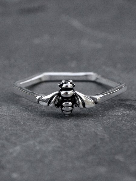 

Ethnic Vintage Bee Pattern Irregular Ring Bohemian Holiday Jewelry, Silver, Rings