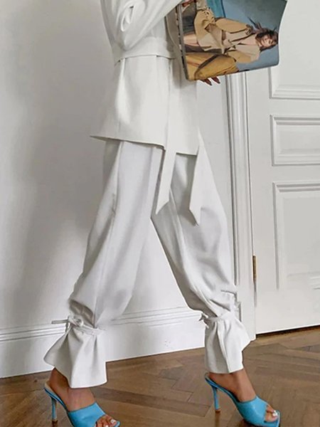 

Regular Fit Plain Urban Fashion Pants, White, Pants