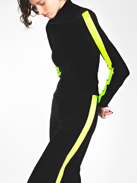 

Long sleeve Plain Turtleneck Simple T-Shirt, Black, Tees