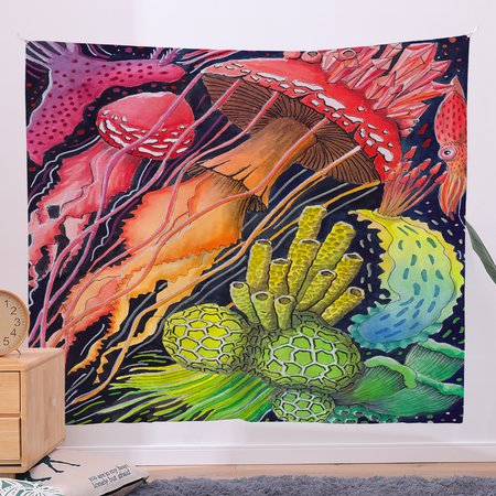 

51x60 Mushroom Art Tapestry Fireplace Art For Backdrop Blanket Home Festival Decor, Color4, Tapestry
