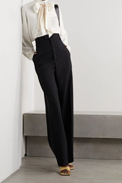

Elegant Plain Fashion Regular Fit No Elasticity Pants, Black, Pants