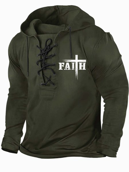 

Men’s Faith Cross Half Open Collar Casual Regular Fit Sweatshirt, Army green, Hoodies&Sweatshirts