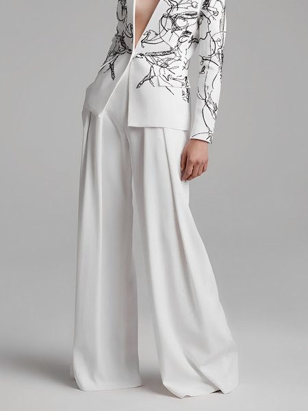 

Regular Fit Plain Elegant Fashion Pants, White, Pants