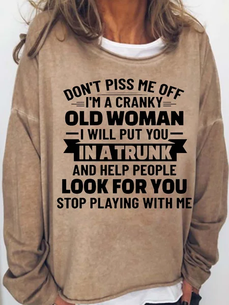 

Women's Funny Letter Dont Piss Me Off Casual Sweatshirt, Light brown, Hoodies&Sweatshirts