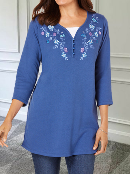 

Casual V Neck T-Shirt, Blue, T-Shirts