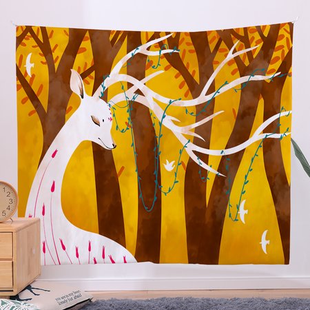 

51x60 Bedroom Animal Elk Tapestry Fireplace Art For Backdrop Blanket Home Festival Decor, Color4, Tapestry