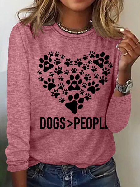 

Dogs Over People Gift for Dog Owners Women's Long Sleeve T-Shirt, Pink, Long sleeves