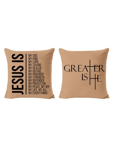 

20*20 Set of 2 Greater Is He Cross Jesus is my god Backrest Cushion Pillow Covers, Decorations For Home, Color6, Pillow Covers