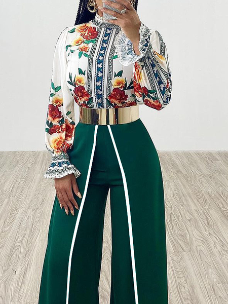 

Stand Collar Urban Long sleeve Regular Fit Blouse, White, Blouses and Shirts