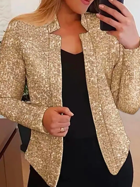 

Urban Valentine's Day Cross Neck Loose Overcoat, Golden, Coats