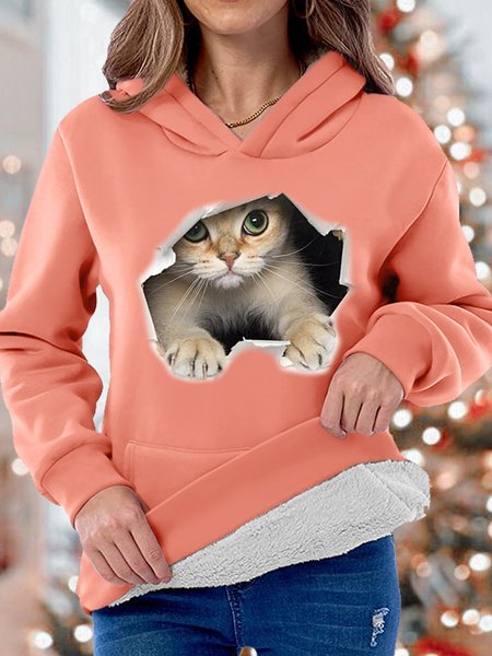 

Women‘s 3D Cat Print Hoodie Animal Casual Sweatshirt, Pink, Hoodies&Sweatshirts