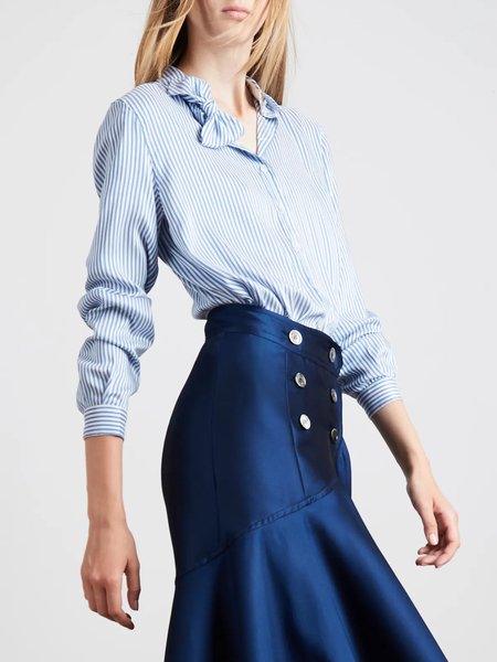 

Striped Regular Fit Elegant Long Sleeve Blouse, Blue, Blouses and Shirts