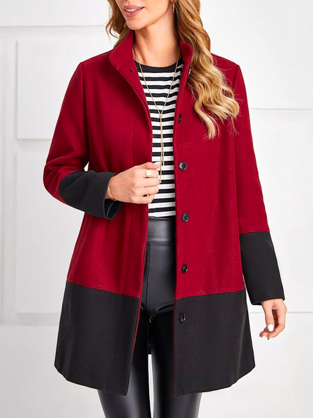 

Valentine's Day Casual Cross Neck Loose Overcoat, Red, Coats