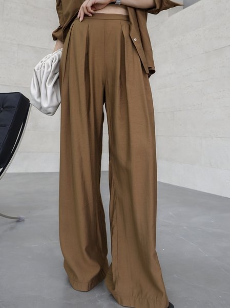 

Plain Cotton Elegant Regular Fit Fashion Pants, Brown, Pants