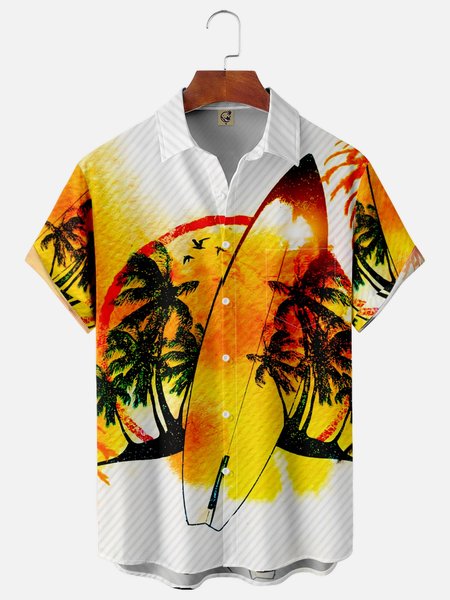 

Coconut Tree Chest Pocket Short Sleeve Hawaiian Shirt, White, Short Sleeve Shirts