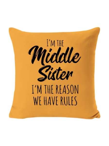 

18*18 Sister Gift Middle Sister Funny Backrest Cushion Pillow Covers Decorations For Home, Yellow, Pillow Covers