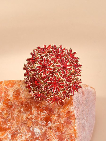 

Boho Chic Floral Shape Ring Holiday Party Wedding Jewelry, Red, Rings