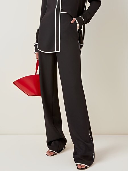 

Urban Regular Fit Color Block Fashion Pants, Black, Pants