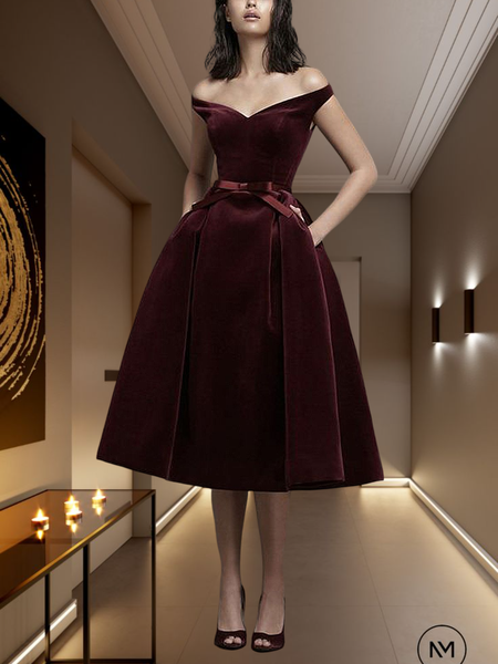 

Plain Elegant Regular Fit Cold Shoulder No Elasticity Fit & Flare Regular Size Cold Shoulder Party Dress, Wine red, Maxi Dresses