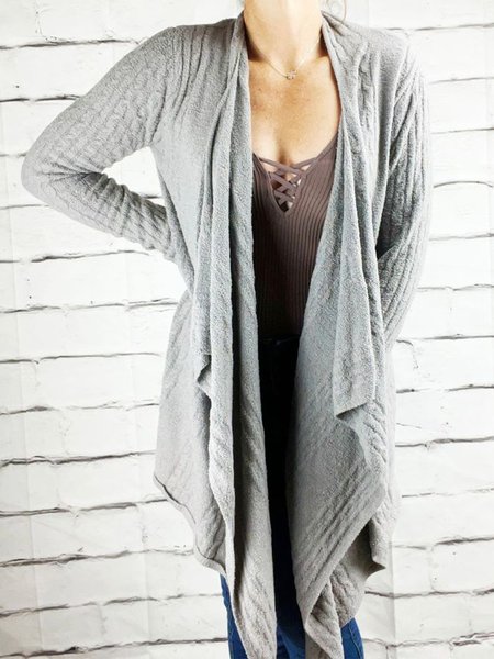 

Wrap Casual Sweater Coat, Gray, Outerwear