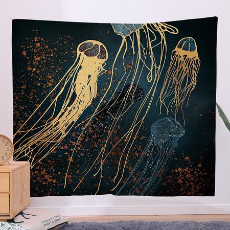 

51x60 Jellyfish Art Tapestry Fireplace Art For Backdrop Blanket Home Festival Decor, Color6, Tapestry
