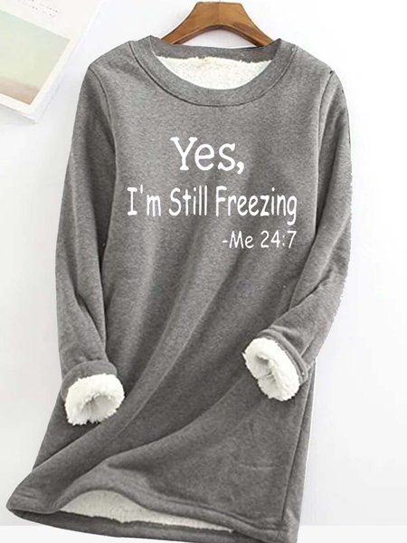 

Women's Yes I'm Still Freezing Fluff/Granular Fleece Fabric Casual Sweatshirt, Gray, Hoodies & Sweatshirts