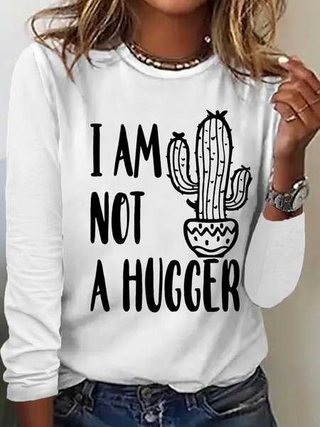 

Funny Introvert I Am Not A Hugger Women's Long Sleeve T-Shirt, White, Long sleeves
