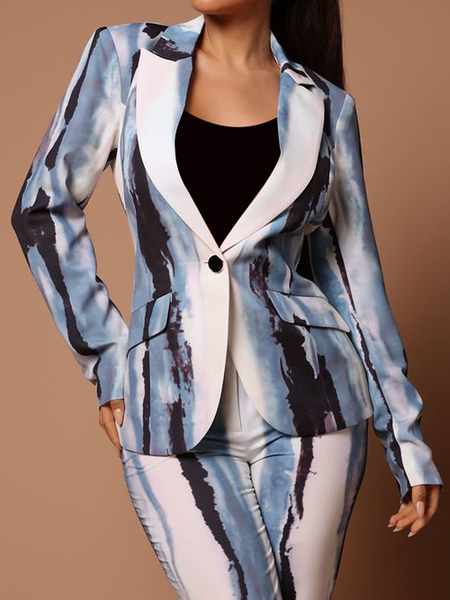 

Abstract Urban Regular Fit Lapel Collar Long sleeve Blazer, Blue, Blazers