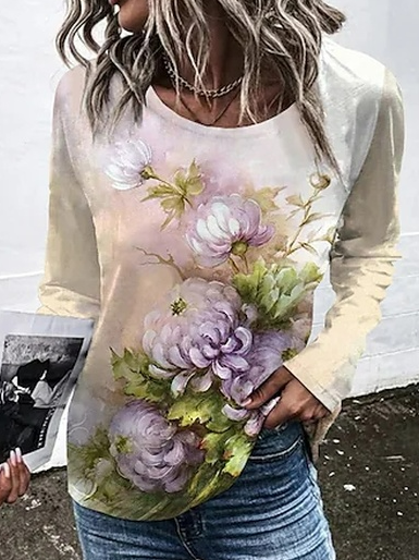 

Floral Regular Fit Casual T-Shirt, Multicolor, T-Shirts