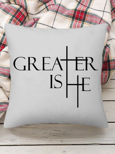 

18*18 Greater Is He Cross Backrest Cushion Pillow Covers Decorations For Home, Gray, Pillow Covers