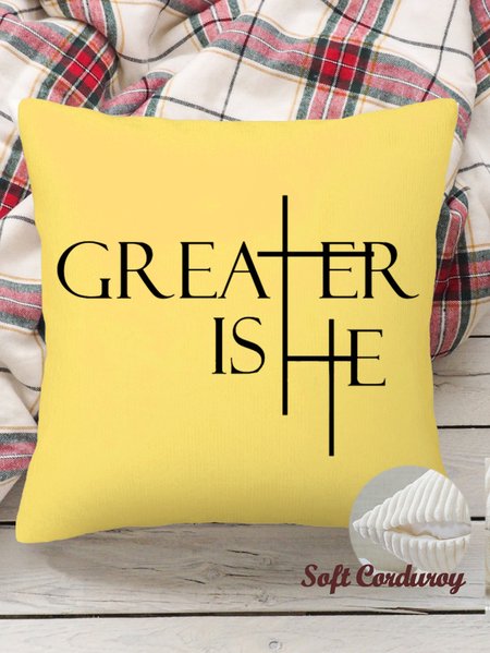 

18*18 Throw Pillow Covers, Crucifix Soft Corduroy Cushion Pillowcase Case for Living Room Bed Sofa Car Home Decoration, Yellow, Pillow Covers