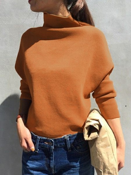 

Long sleeve Regular Size Simple Plain Loose Top, Coffee, Blouses and Shirts