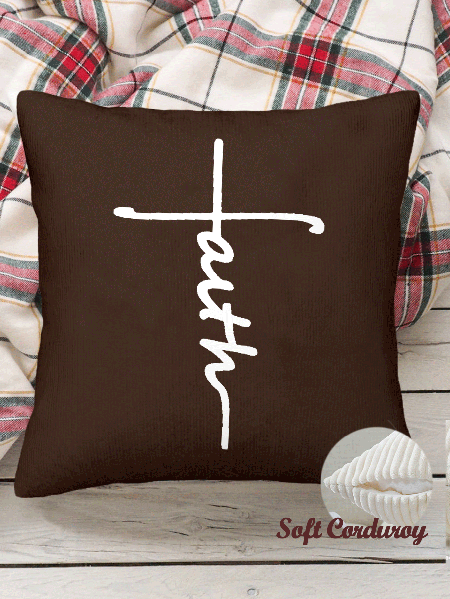 

18*18 Throw Pillow Covers, Crucifix Soft Corduroy Cushion Pillowcase Case for Living Room Bed Sofa Car Home Decoration, Coffee, Pillow Covers