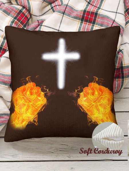 

18*18 Throw Pillow Covers, Crucifix Soft Corduroy Cushion Pillowcase Case for Living Room Bed Sofa Car Home Decoration, Coffee, Pillow Covers