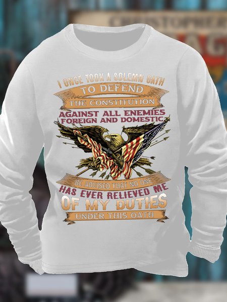

Men's I Once Took A Solemn Oath To Defend The Constitution Of My Duties Under This Oath Funny Graphic Print Casual America Flag Sweatshirt, White, Hoodies&Sweatshirts