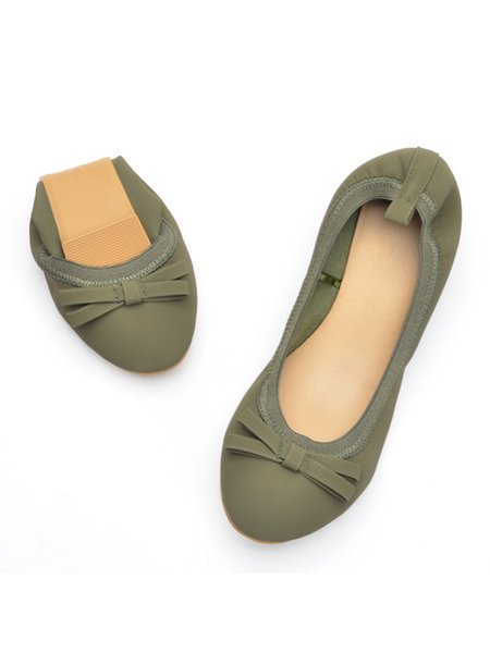 

Retro Bow Comfortable Soft Shallow Ballet Shoes, Green, Flats