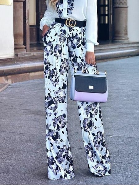 

Daily Floral Elegant Regular Fit Fashion Pants, Black, Pants
