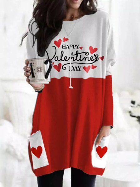 

Valentine's Day Loose Crew Neck Casual Dress, Multicolor, Dresses