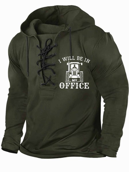 

Men's I Will Be In My Office The Man Who Loved Tractors Funny Graphic Print Casual Regular Fit Hoodie Text Letters Sweatshirt, Dark green, Hoodies&Sweatshirts