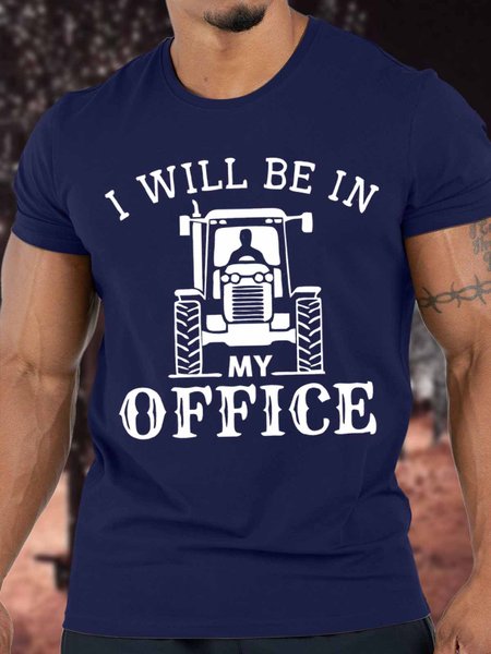 

Men's I Will Be In My Office The Man Who Loved Tractors Funny Graphic Print Loose Casual Text Letters Cotton T-Shirt, Purplish blue, T-shirts