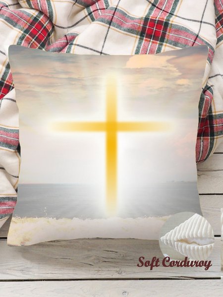 

18*18 Throw Pillow Covers, Crucifix Soft Corduroy Cushion Pillowcase Case for Living Room Bed Sofa Car Home Decoration, Yellow, Pillow Covers