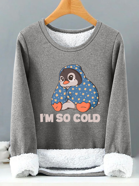 

Lilicloth X Manikvskhan Penguin With Blanket I'm So Cold Womens Warmth Fleece Sweatshirt, Gray, Hoodies&Sweatshirts