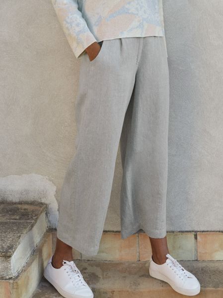 

Cotton And Linen Casual Plain Casual Pants, Gray, Pants